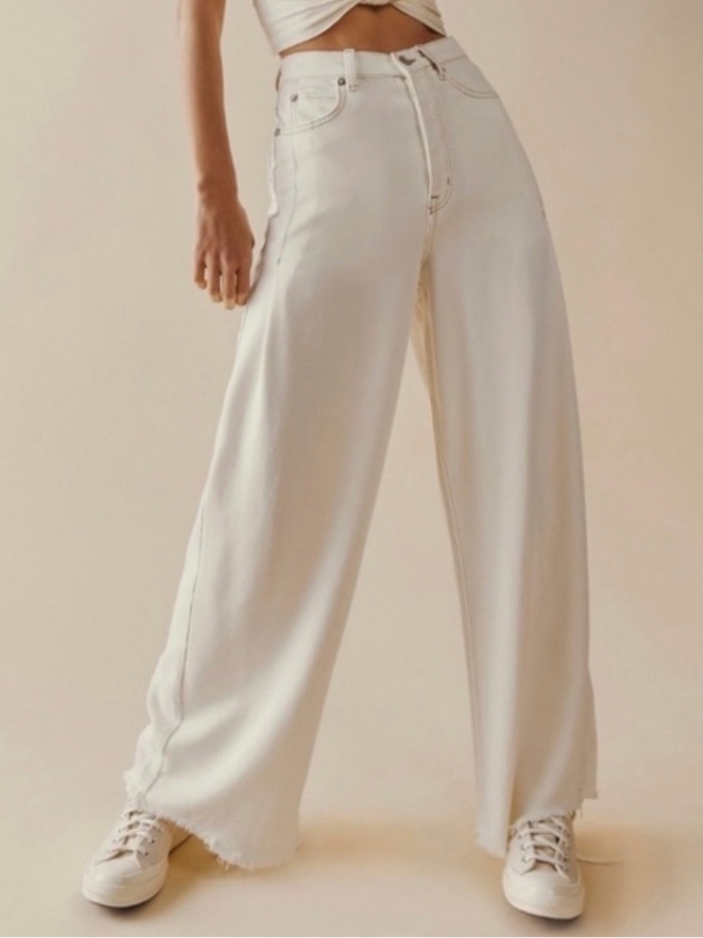 We The Free Old West Slouchy High Rise Wide Leg Pants size 27 color Oyster